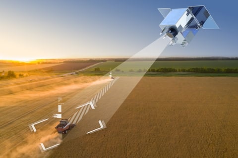 Control of combines harvesters by satellite communication